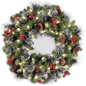 24 in Pre-Lit Crestwood Spruce Artificial Christmas Wreath